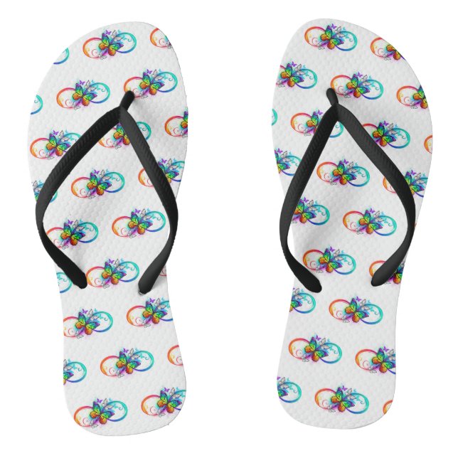 Helle Unendlichkeit mit Regenbogenschmetterling Flip Flops (Fußbett)