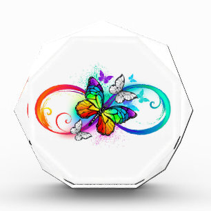 Helle Unendlichkeit mit Regenbogenschmetterling Fotoblock