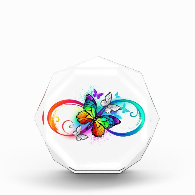 Helle Unendlichkeit mit Regenbogenschmetterling Fotoblock (Vorderseite)