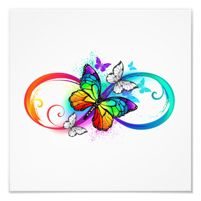 Helle Unendlichkeit mit Regenbogenschmetterling Fotodruck (Vorne)