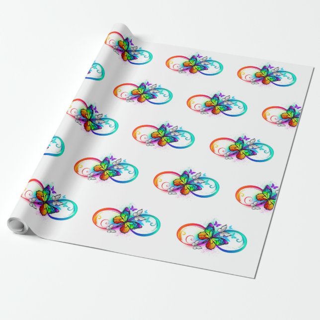 Helle Unendlichkeit mit Regenbogenschmetterling Geschenkpapier (Ungerollt)