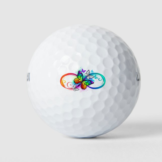 Helle Unendlichkeit mit Regenbogenschmetterling Golfball (Vorderseite)