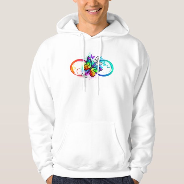 Helle Unendlichkeit mit Regenbogenschmetterling Hoodie (Vorderseite)