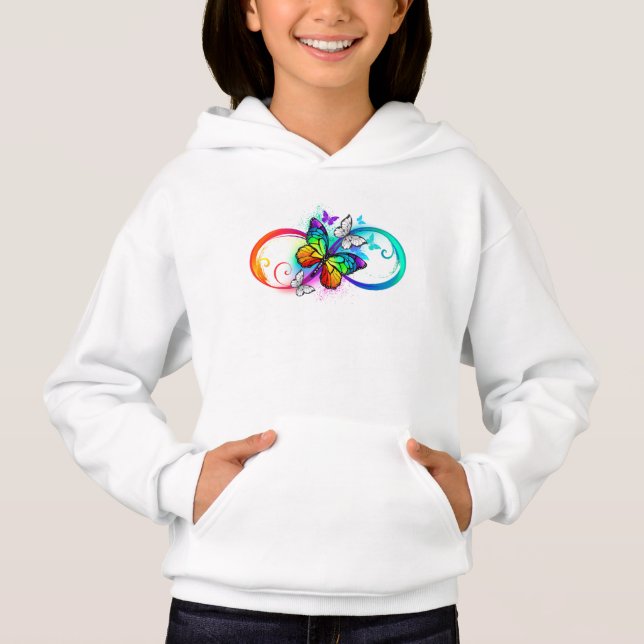 Helle Unendlichkeit mit Regenbogenschmetterling Hoodie (Vorderseite)