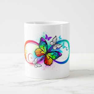 Helle Unendlichkeit mit Regenbogenschmetterling Jumbo-Tasse