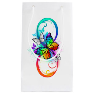 Helle Unendlichkeit mit Regenbogenschmetterling Kleine Geschenktüte