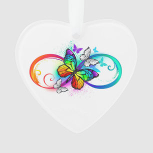 Helle Unendlichkeit mit Regenbogenschmetterling Ornament
