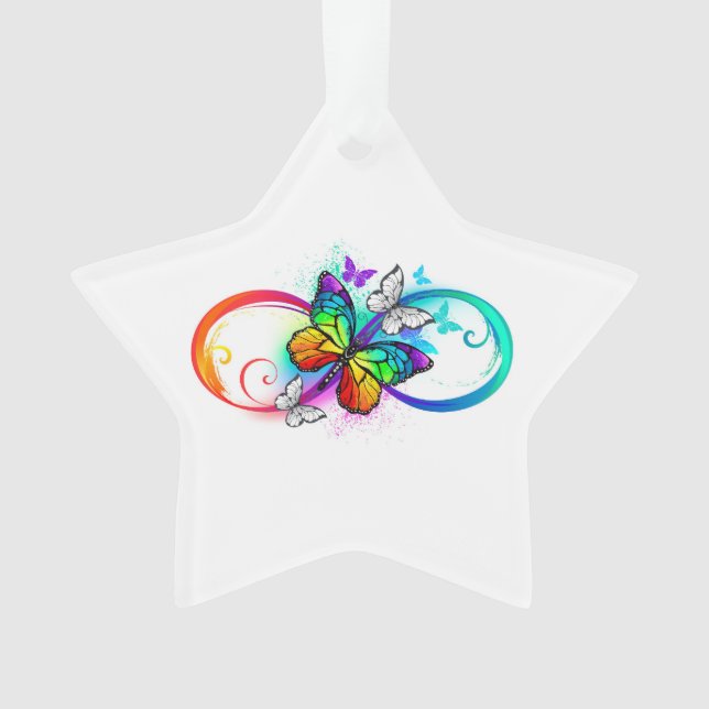 Helle Unendlichkeit mit Regenbogenschmetterling Ornament (Vorderseite)