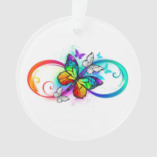 Helle Unendlichkeit mit Regenbogenschmetterling Ornament