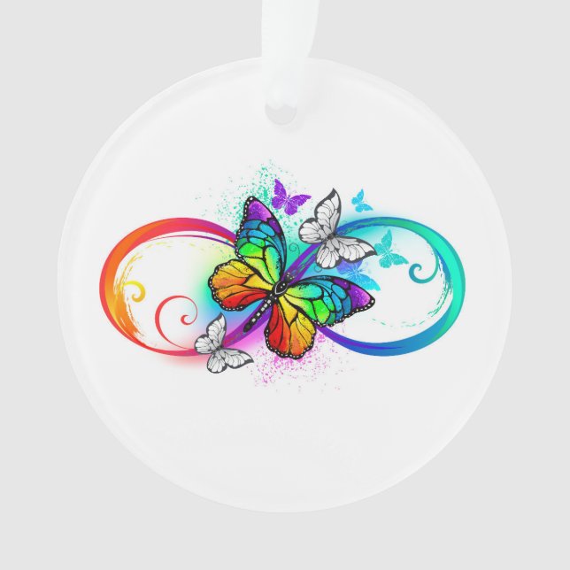 Helle Unendlichkeit mit Regenbogenschmetterling Ornament (Vorderseite)