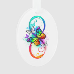 Helle Unendlichkeit mit Regenbogenschmetterling Ornament