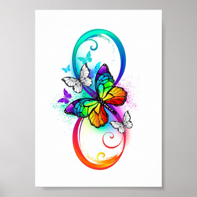 Helle Unendlichkeit mit Regenbogenschmetterling Poster (Vorne)