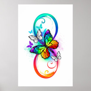 Helle Unendlichkeit mit Regenbogenschmetterling Poster