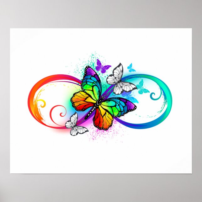 Helle Unendlichkeit mit Regenbogenschmetterling Poster (Vorne)