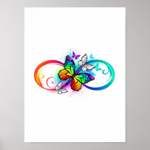 Helle Unendlichkeit mit Regenbogenschmetterling Poster