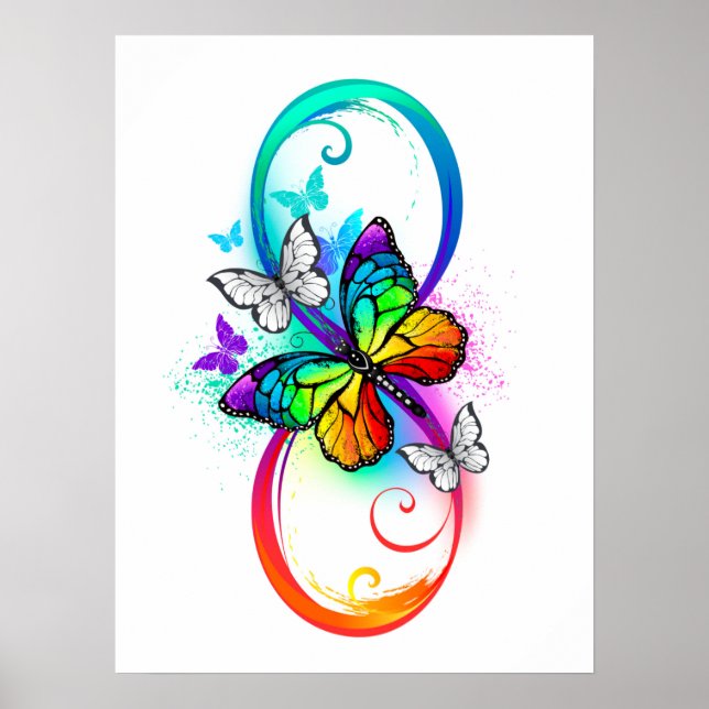 Helle Unendlichkeit mit Regenbogenschmetterling Poster (Vorne)