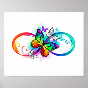 Helle Unendlichkeit mit Regenbogenschmetterling Poster