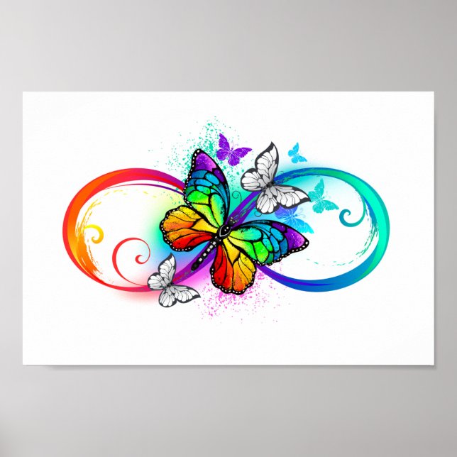 Helle Unendlichkeit mit Regenbogenschmetterling Poster (Vorne)