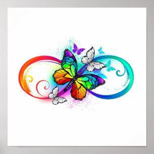 Helle Unendlichkeit mit Regenbogenschmetterling Poster