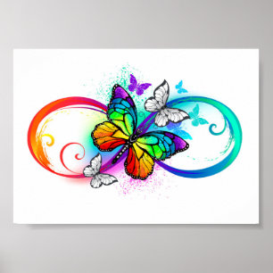 Helle Unendlichkeit mit Regenbogenschmetterling Poster