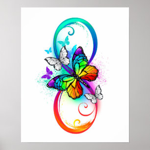 Helle Unendlichkeit mit Regenbogenschmetterling Poster