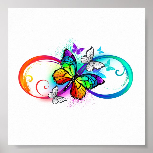 Helle Unendlichkeit mit Regenbogenschmetterling Poster (Vorne)