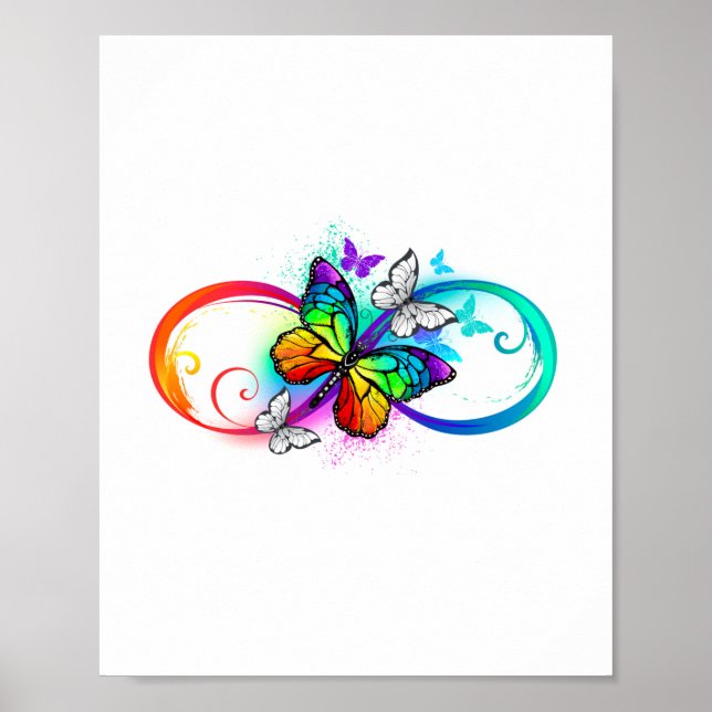 Helle Unendlichkeit mit Regenbogenschmetterling Poster (Vorne)