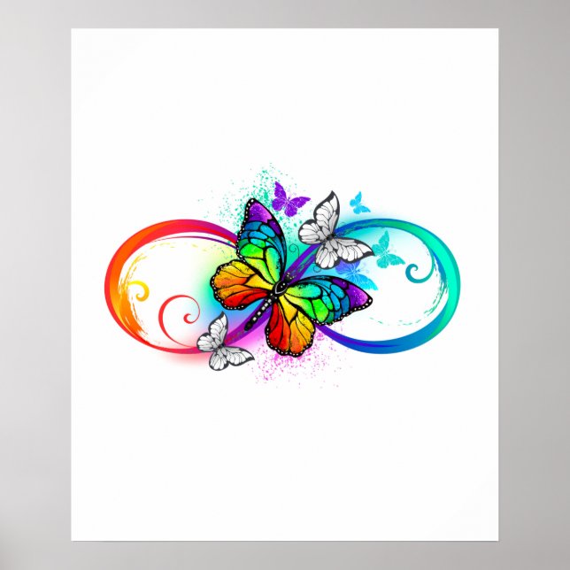Helle Unendlichkeit mit Regenbogenschmetterling Poster (Vorne)