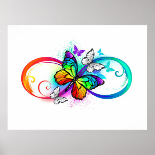 Helle Unendlichkeit mit Regenbogenschmetterling Poster