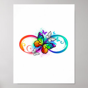 Helle Unendlichkeit mit Regenbogenschmetterling Poster