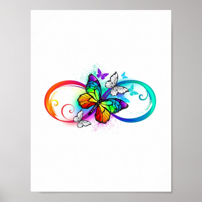 Helle Unendlichkeit mit Regenbogenschmetterling Poster (Vorne)
