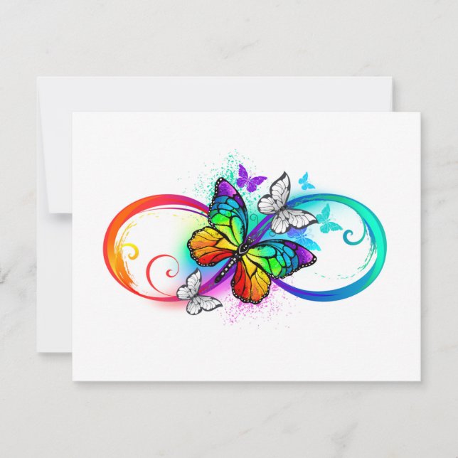 Helle Unendlichkeit mit Regenbogenschmetterling Save The Date (Vorderseite)