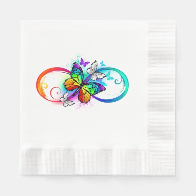 Helle Unendlichkeit mit Regenbogenschmetterling Serviette (Vorderseite)