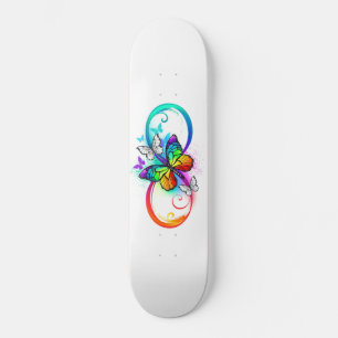 Helle Unendlichkeit mit Regenbogenschmetterling Skateboard