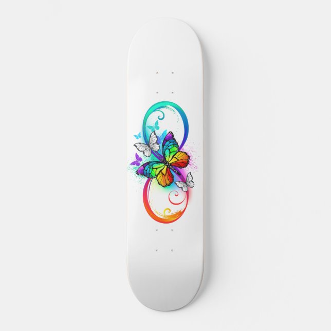 Helle Unendlichkeit mit Regenbogenschmetterling Skateboard (Vorderseite)