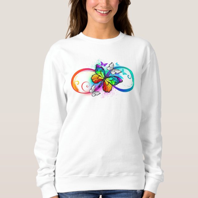 Helle Unendlichkeit mit Regenbogenschmetterling Sweatshirt (Vorderseite)