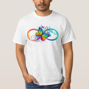 Helle Unendlichkeit mit Regenbogenschmetterling T-Shirt