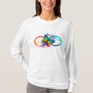 Helle Unendlichkeit mit Regenbogenschmetterling T-Shirt