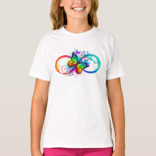 Helle Unendlichkeit mit Regenbogenschmetterling T-Shirt
