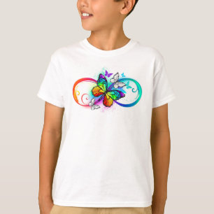 Helle Unendlichkeit mit Regenbogenschmetterling T-Shirt
