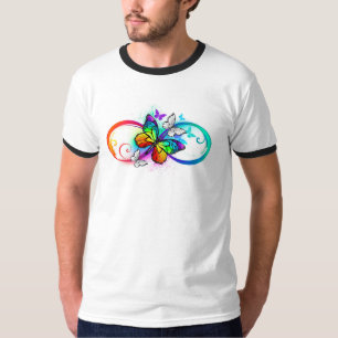 Helle Unendlichkeit mit Regenbogenschmetterling T-Shirt
