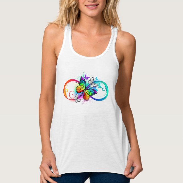 Helle Unendlichkeit mit Regenbogenschmetterling Tank Top (Vorderseite)