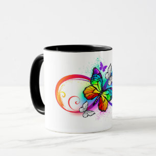 Helle Unendlichkeit mit Regenbogenschmetterling Tasse