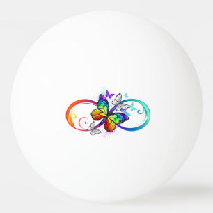 Helle Unendlichkeit mit Regenbogenschmetterling Tischtennisball