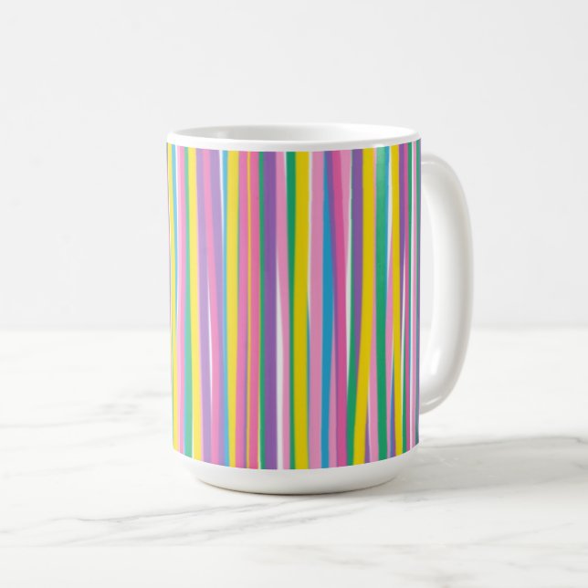 Helle vertikale Sommerstreifen Kaffeetasse (VorderseiteRechts)