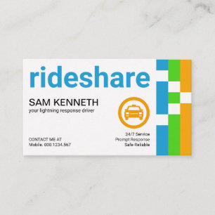 Helle vertikale Streifen Big Letters Ride Share Visitenkarte