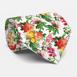 HELLE VINTAGE BLUMENBLUMEN AUF WEISSEN MÄNNERN KRAWATTE