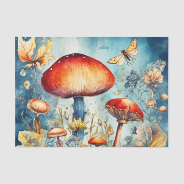 Helle Vintage Pilzretusche Inspiriert Seidenpapier (Vorderseite)