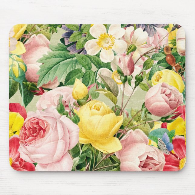 Helle Vintage Rose Floral Medley Mousepad (Vorne)