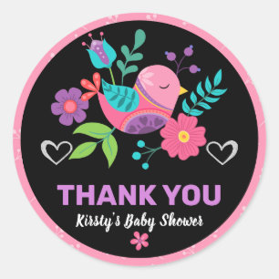 Helle Vögel und Blumen - Mexikanische Fiesta-Baby- Runder Aufkleber